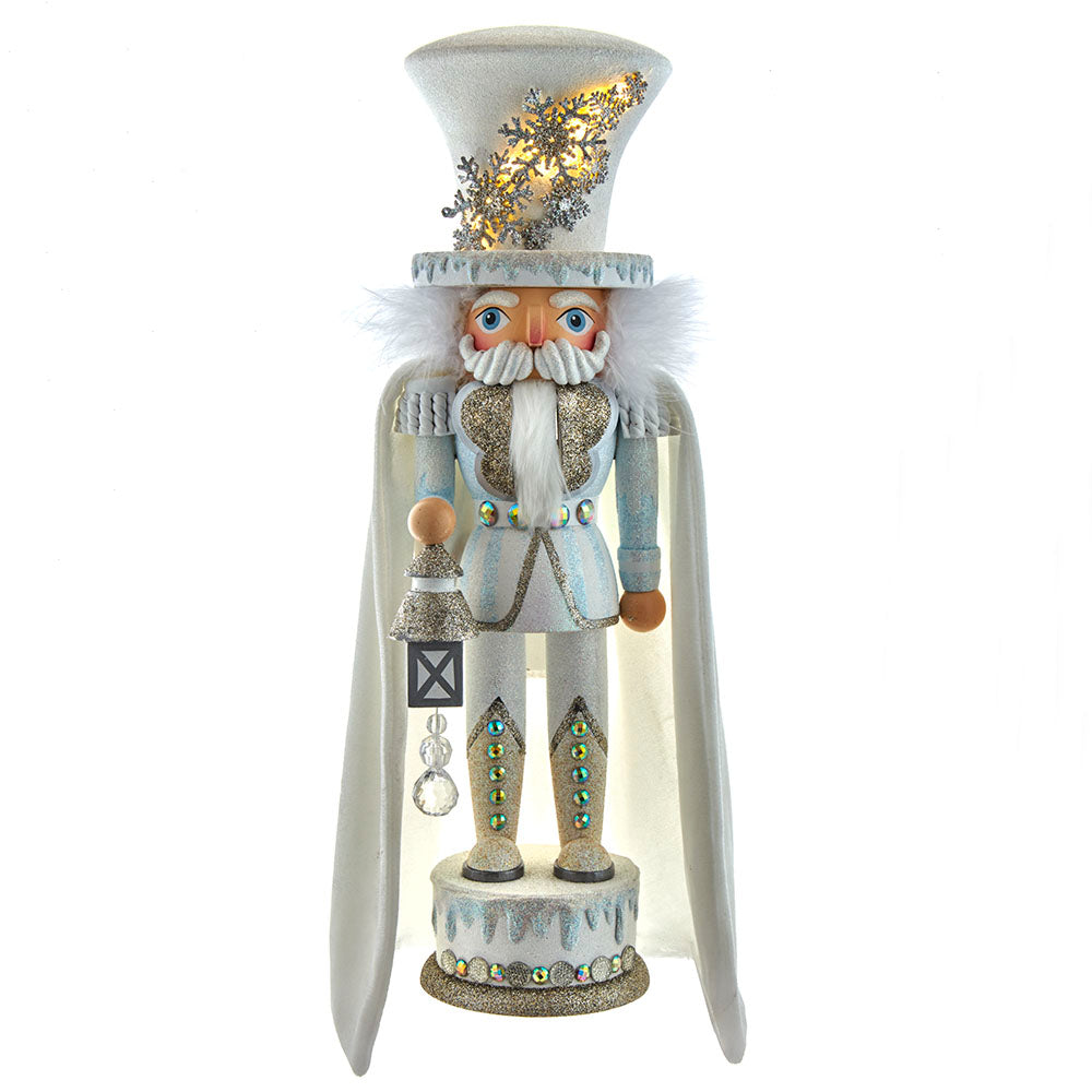 White Snowflake Soldier LED Nutcracker 18"