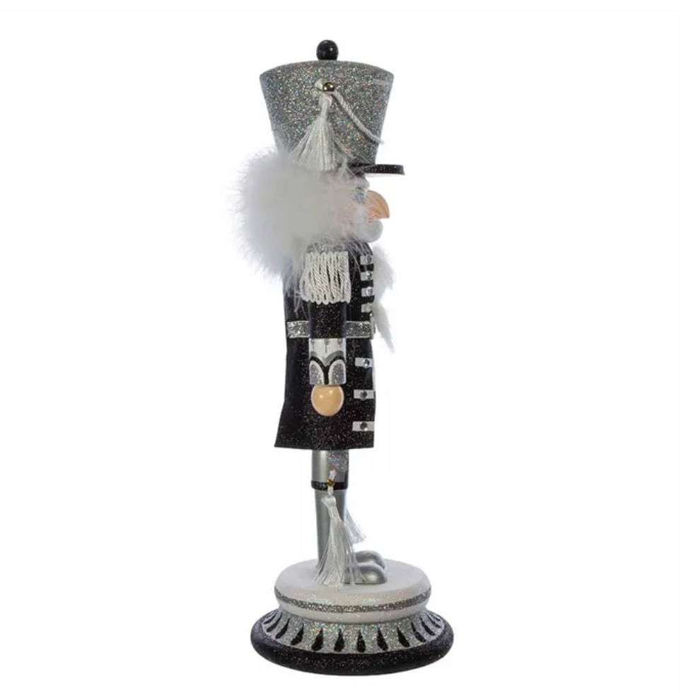 Hollywood Silver & Black Soldier Nutcracker 15"