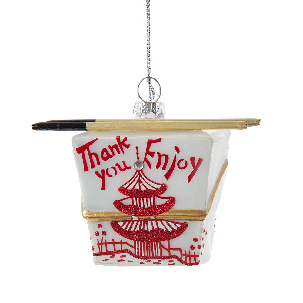 Chinese Take Out Box Glass Ornament 3.15"