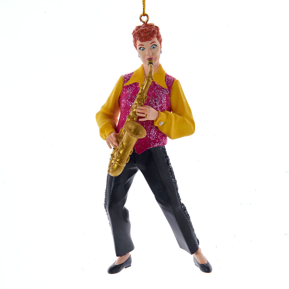 Lucy Playing Saxophone Resin Ornament 5"