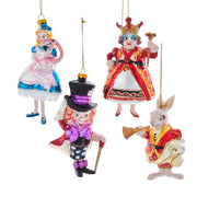 Alice In Wonderland Glass Ornament 5.5" Set of 4
