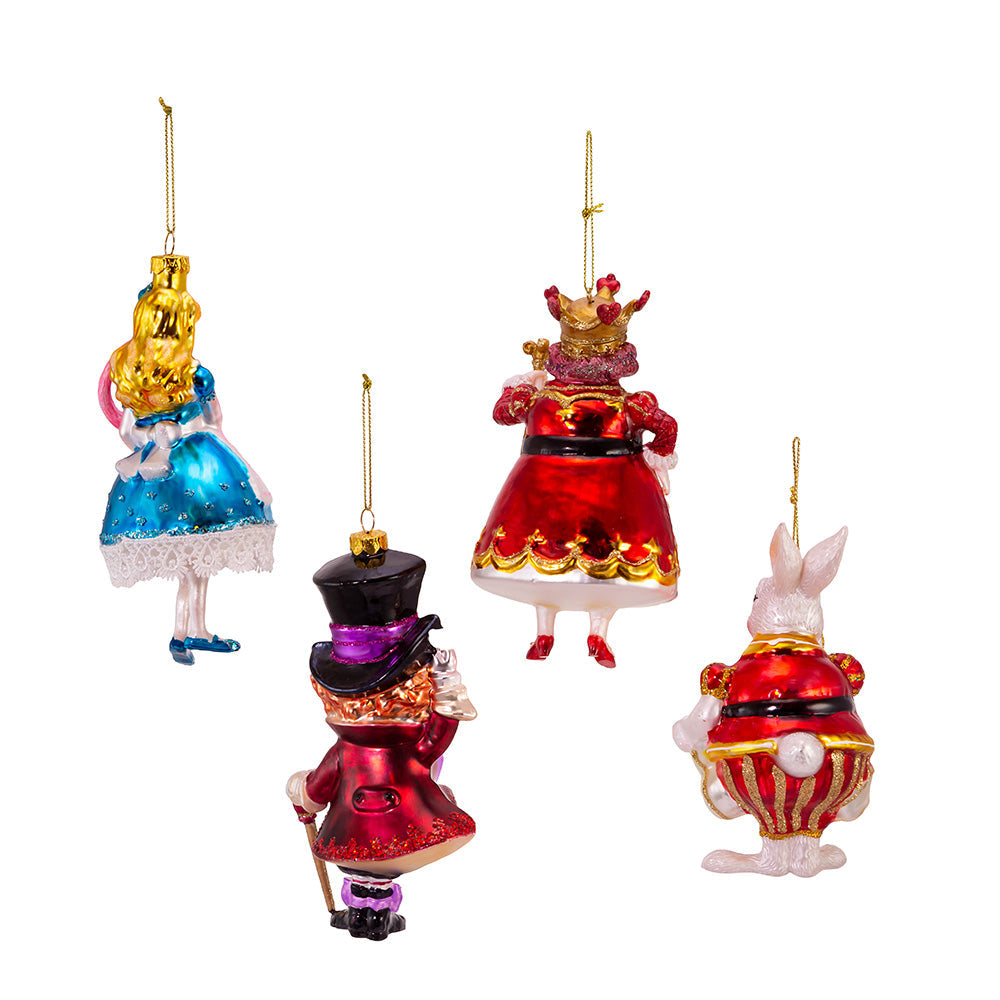 Alice In Wonderland Glass Ornament 5.5" Set of 4