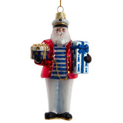 Nautical Santa Glass Ornament 5"