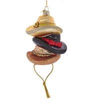 Stacked Western Hats Glass Ornament 4.5"