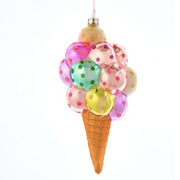 Ice Cream Cone Glass Ornament 6.25"