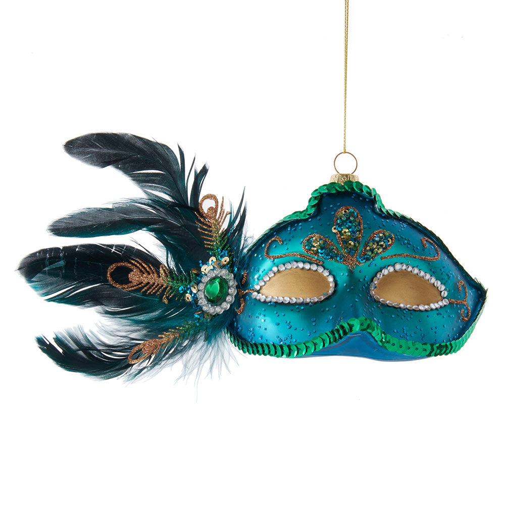 Peacock Mask Glass Ornament 9"