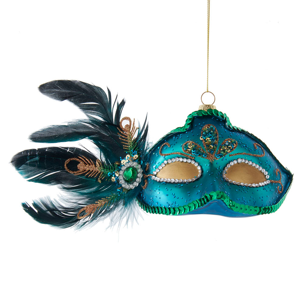 Peacock Mask Glass Ornament 9"