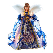 Indigo Blue with Gold Angel Tree Topper 10 Light