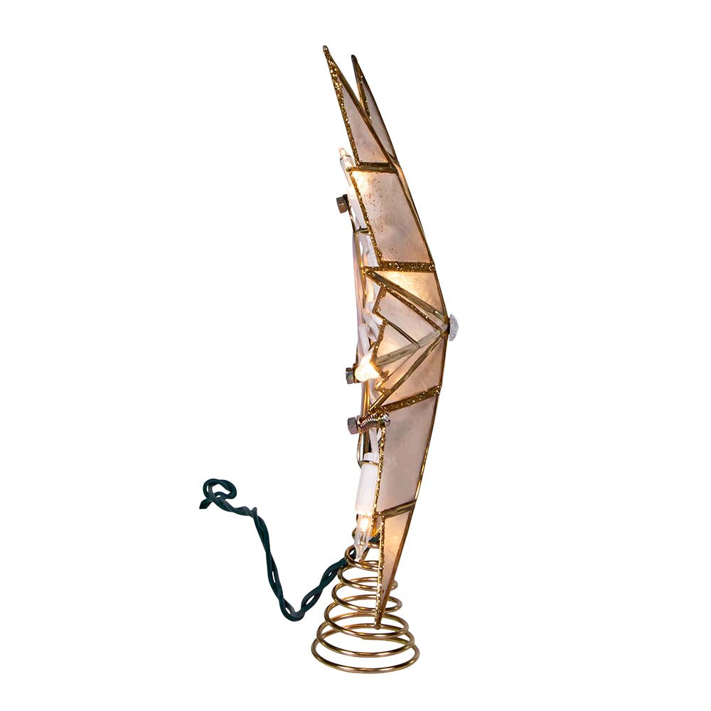 Gold Capiz Star 10 Light 6 Point Tree Topper 9"