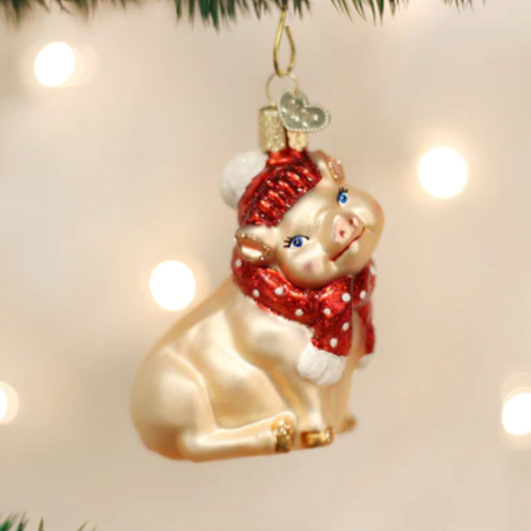 Snowy Pig Ornament