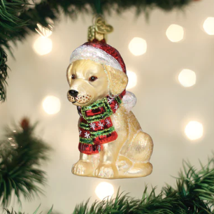 Holiday Yellow Labrador Puppy Ornament