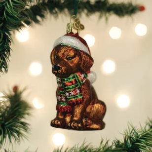Holiday Chocolate Labrador Puppy Ornament