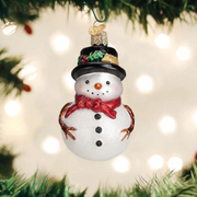 Red Bow Holly Hat Snowman Ornament