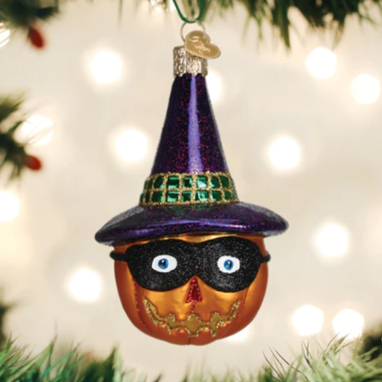 Masked Witch Jack O'Lantern Ornament