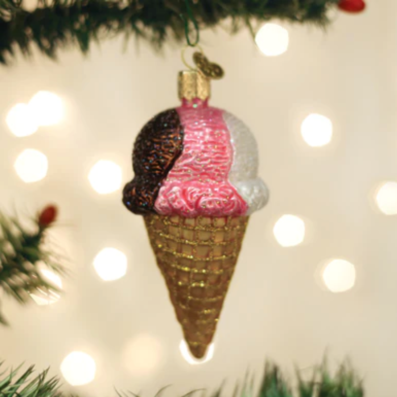 Neapolitan Ice Cream Cone Ornament