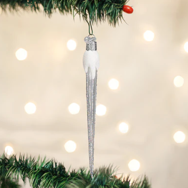 Silver Sparkling Icicle Ornament