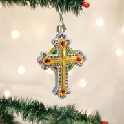 Gold Jeweled Cross Ornament