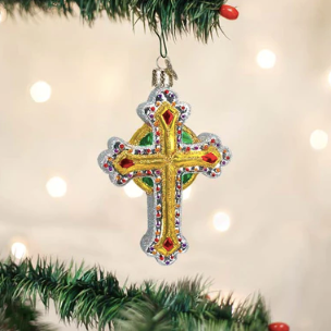 Gold Jeweled Cross Ornament