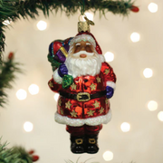 Jolly African American Santa Ornament