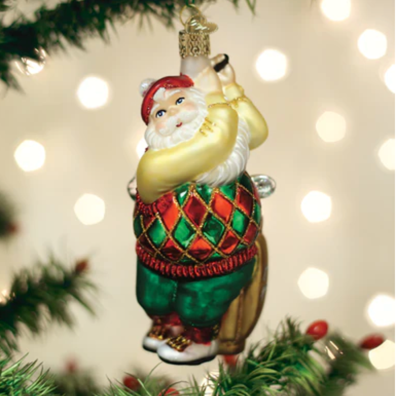 Golfing Santa Ornament