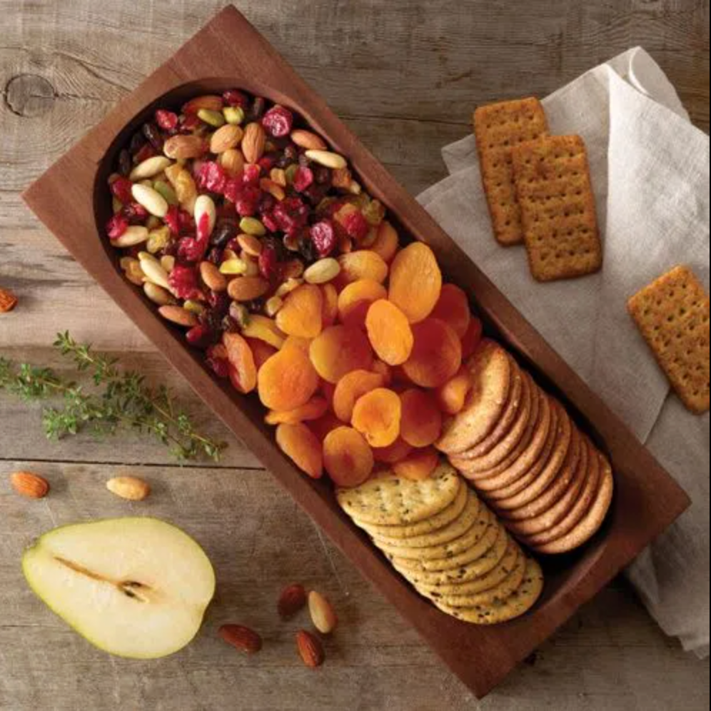 Mahogany Wood Snack Serving Bowl 13.75 x 6"