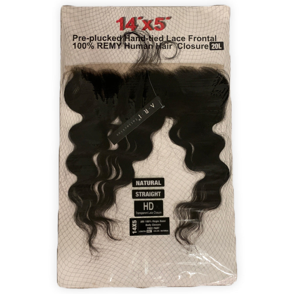 Pre-Plucked Hand-Tied Lace Frontal 100% Remy Human Hair 20" Length Natural Color 14 x 5"