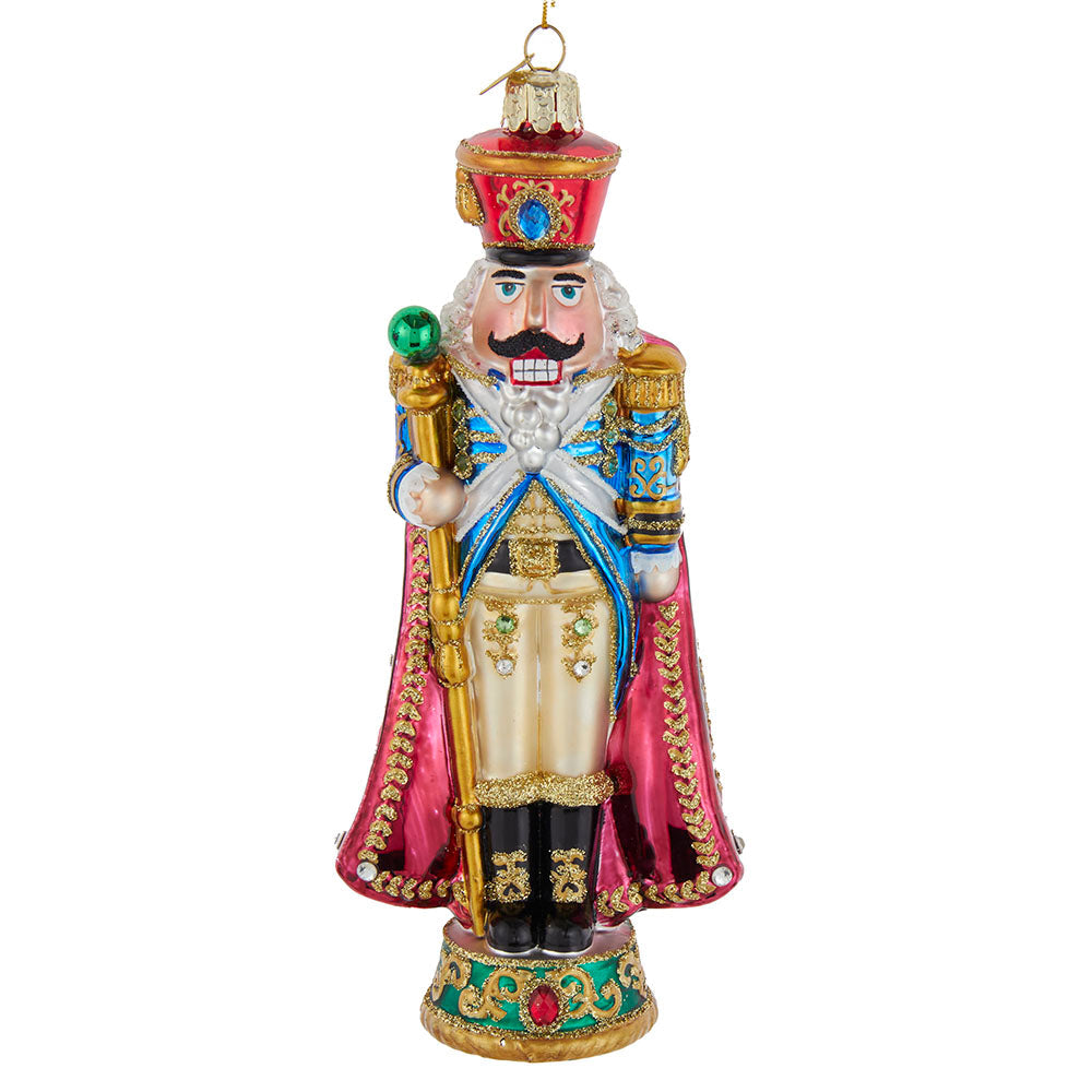 Bellissimo Nutcracker Soldier Glass Ornament 7"
