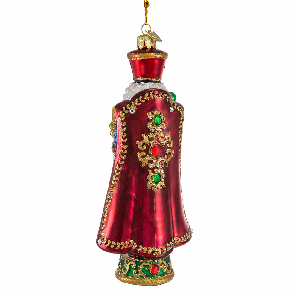 Bellissimo Nutcracker Soldier Glass Ornament 7"