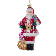 Bellissimo Santa Candy with Candy Glass Ornament 7"
