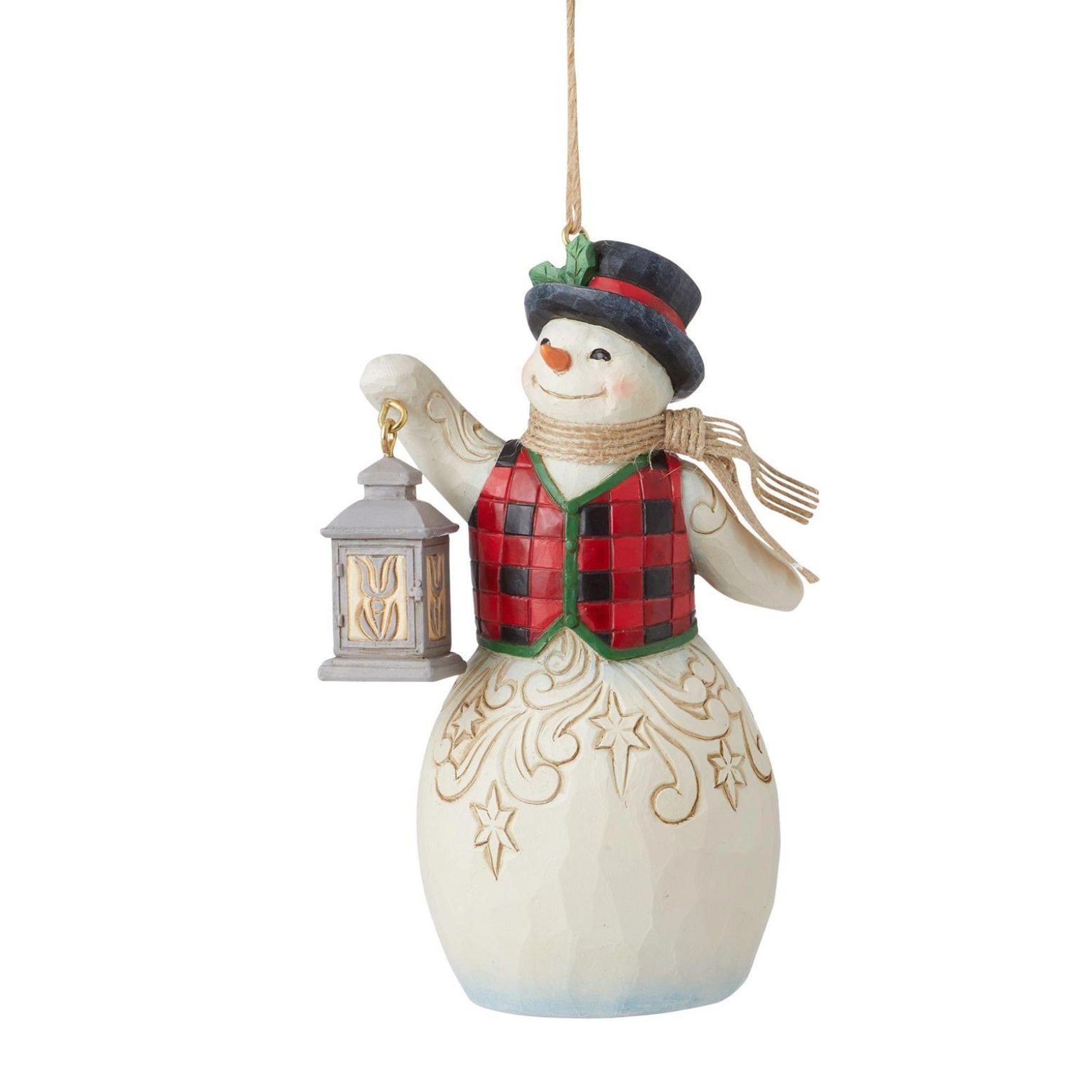 Snowman with Lantern Hanging Ornament