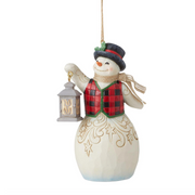 Snowman with Lantern Hanging Ornament