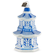 Blue and White Pagoda Ornament 4.25"