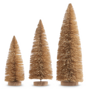 Natural Bottle Brush Trees 15" Set of 3