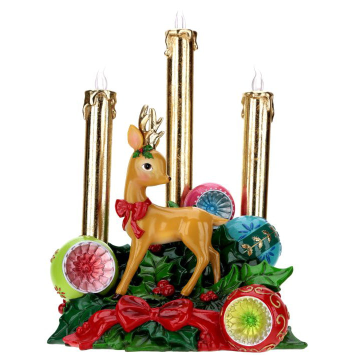 Lit Triple Christmas Candle 10"