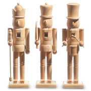 Natural Wood Nutcracker 15.5" Set of 3