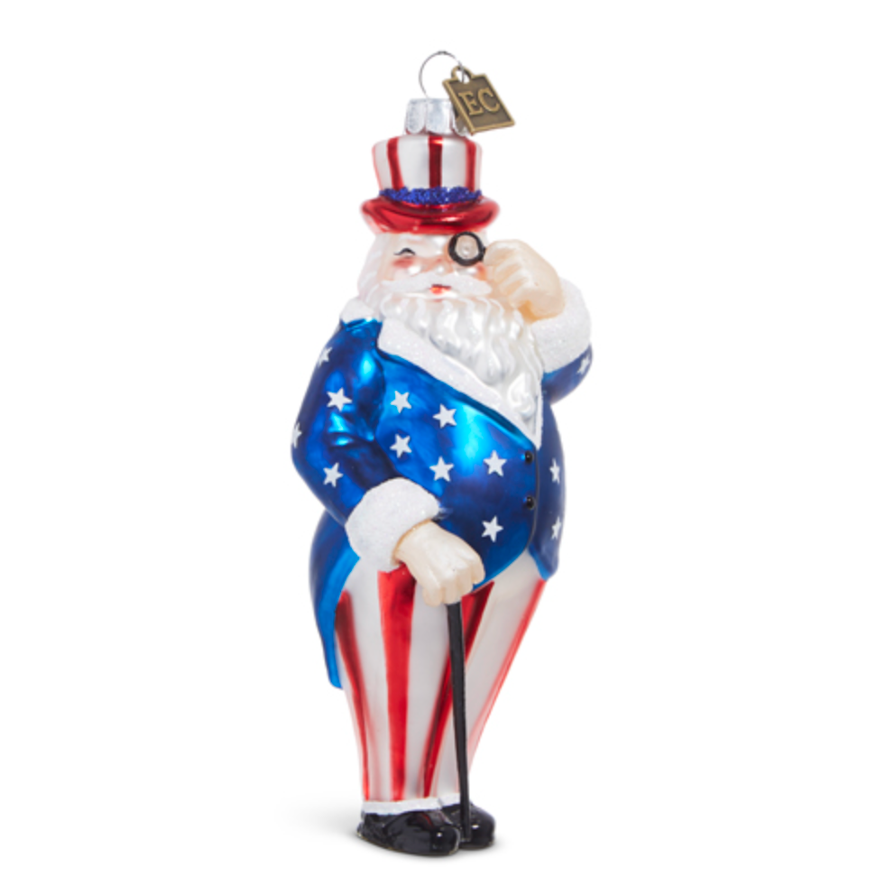 Patriotic Santa Ornament 5.5"