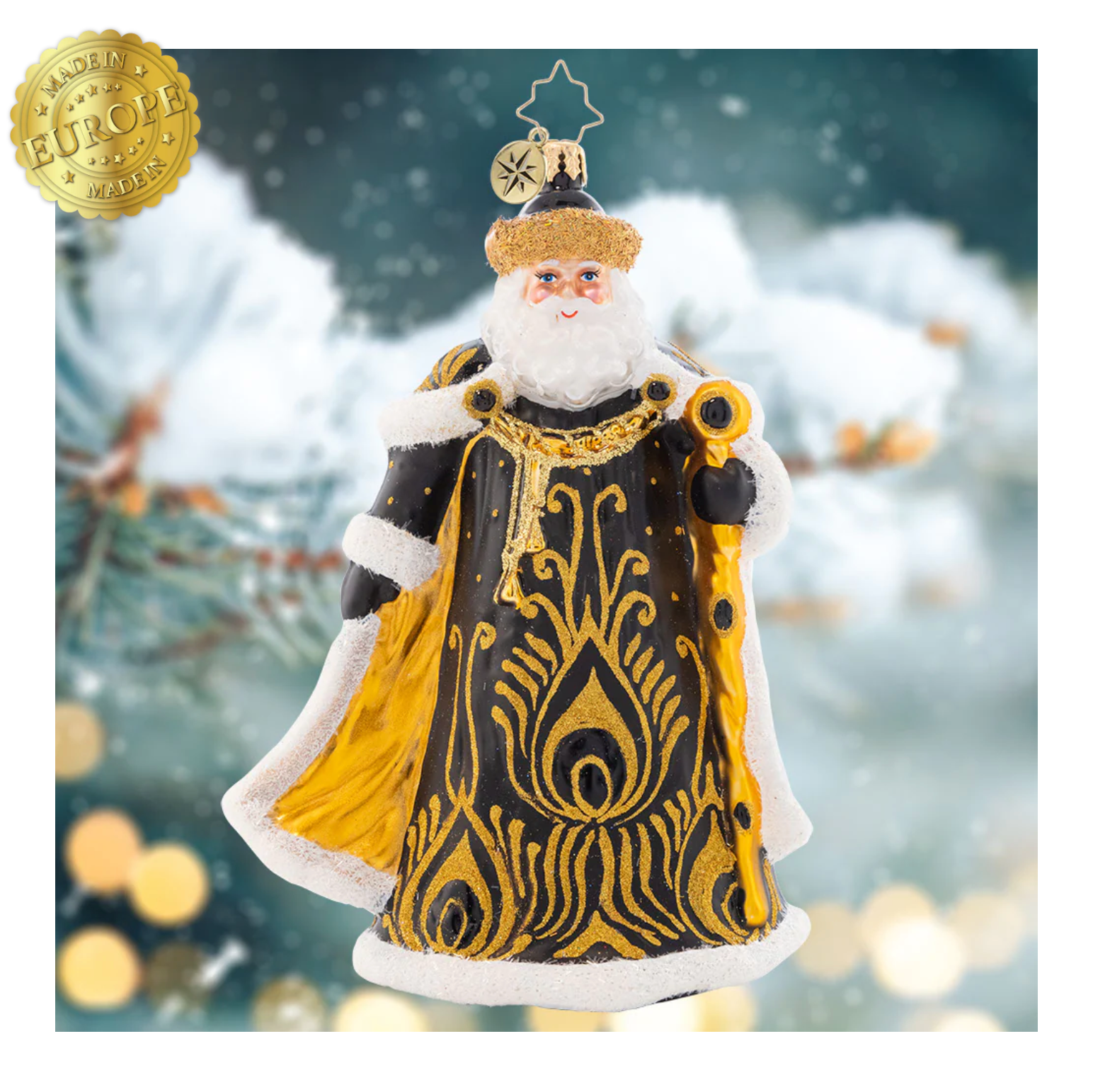 Ebony Elegance Santa Ornament