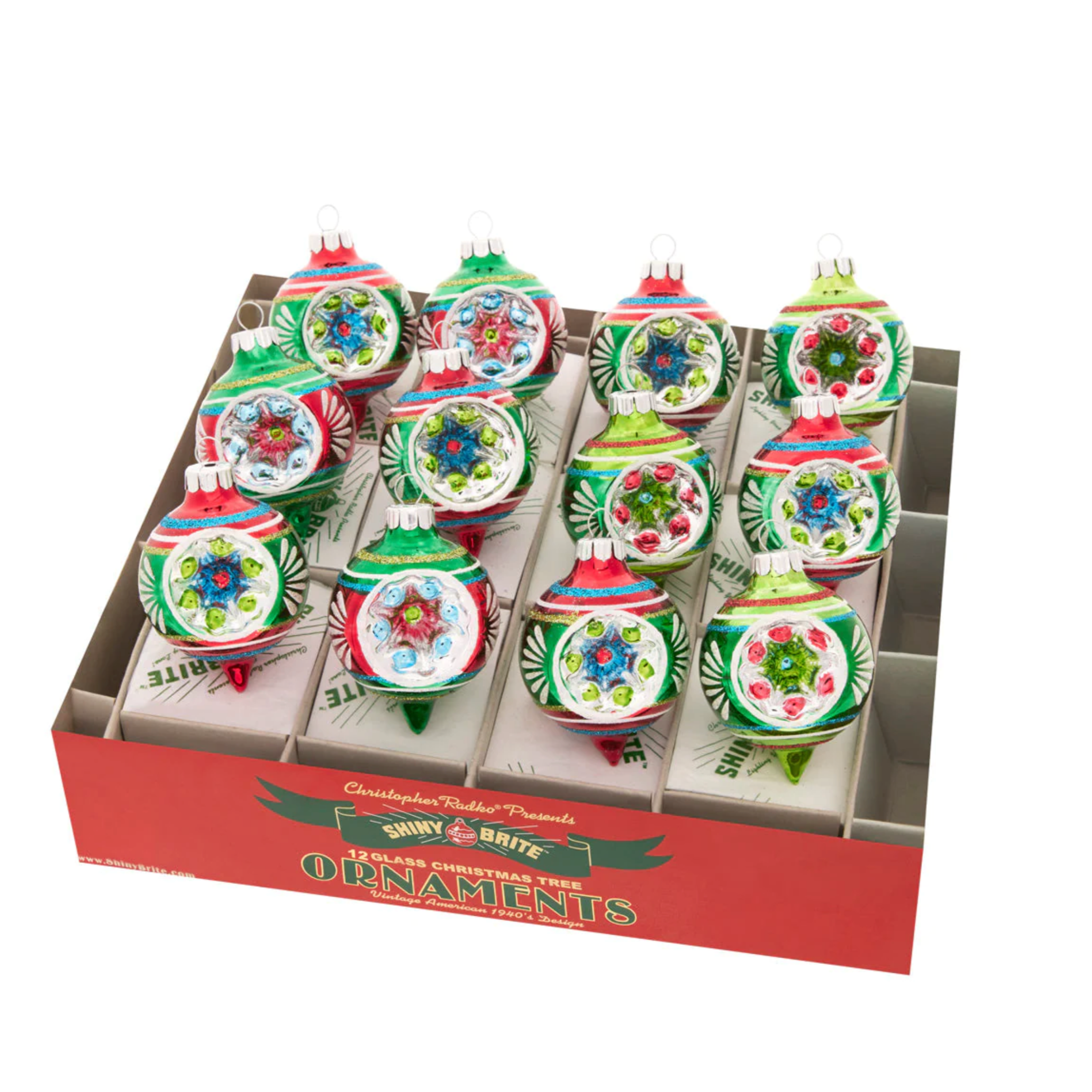 Holiday Splendor 1.75" Decorated Reflector Rounds Set of 12