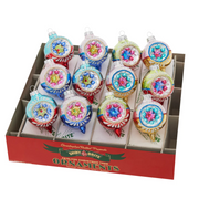 Christmas Confetti Decorated Reflector Rounds Set of 12 1.75"