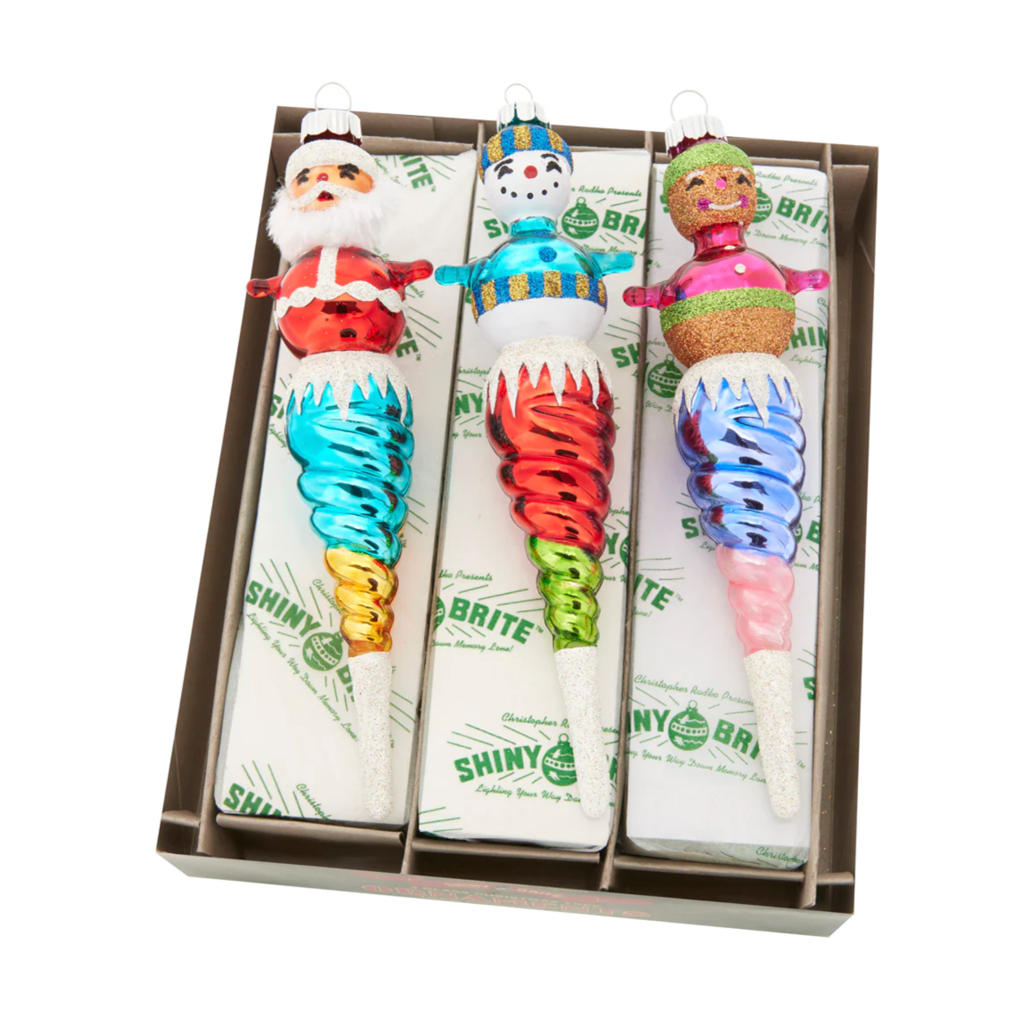 Christmas Confetti Santa Icicles 7" Set of 3