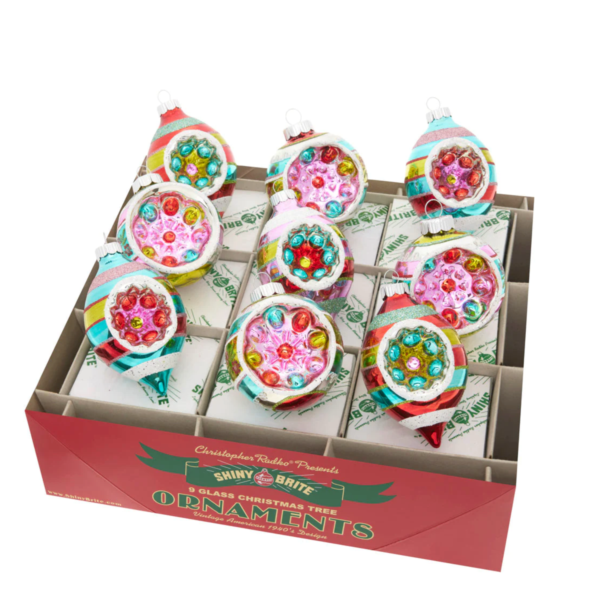 Festive Fete 2.5" Decorated Rounds & Reflector Tulips Set of 9