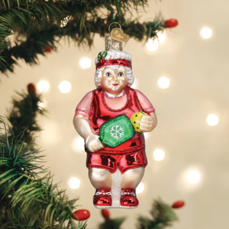 Pickleball Mrs Claus Ornament