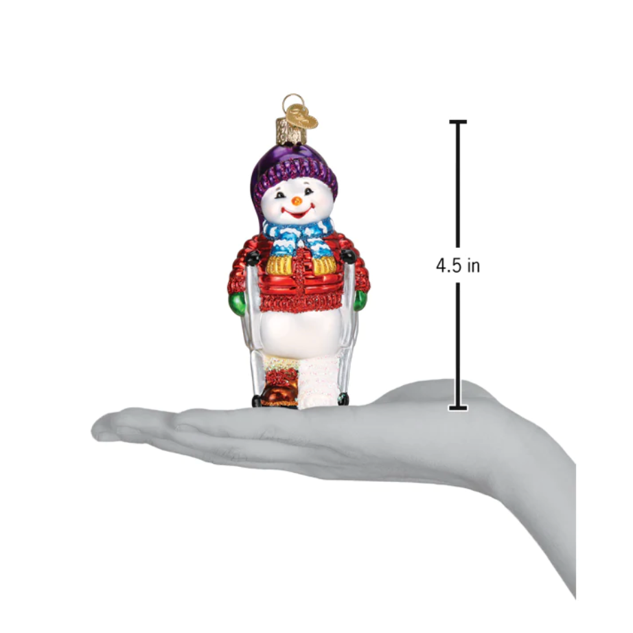 Snowman With Crutches Ornament
