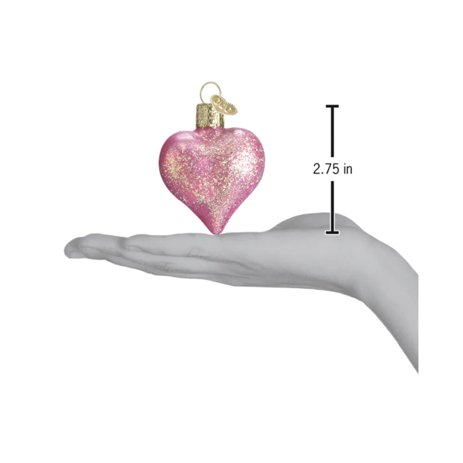 Pink Glittered Heart Ornament
