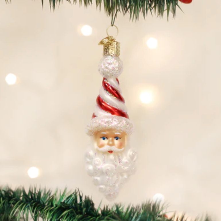 Peppermint Twist Santa Ornament
