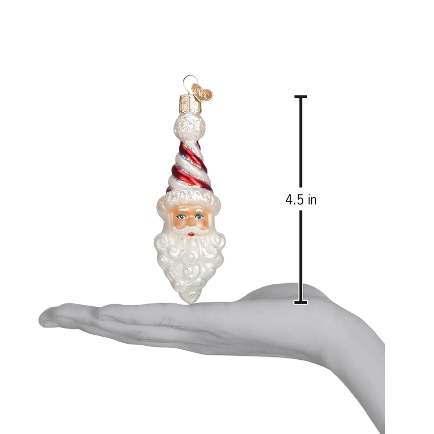 Peppermint Twist Santa Ornament
