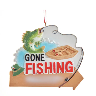 Gone Fishing Resin  Ornament 3.5"
