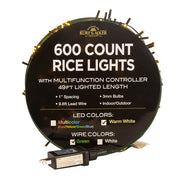 Warm White LED Rice Light Set 600 Light 49' Length