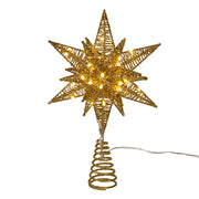 Pre-Lit LED Gold Starburst Tree Topper 11"