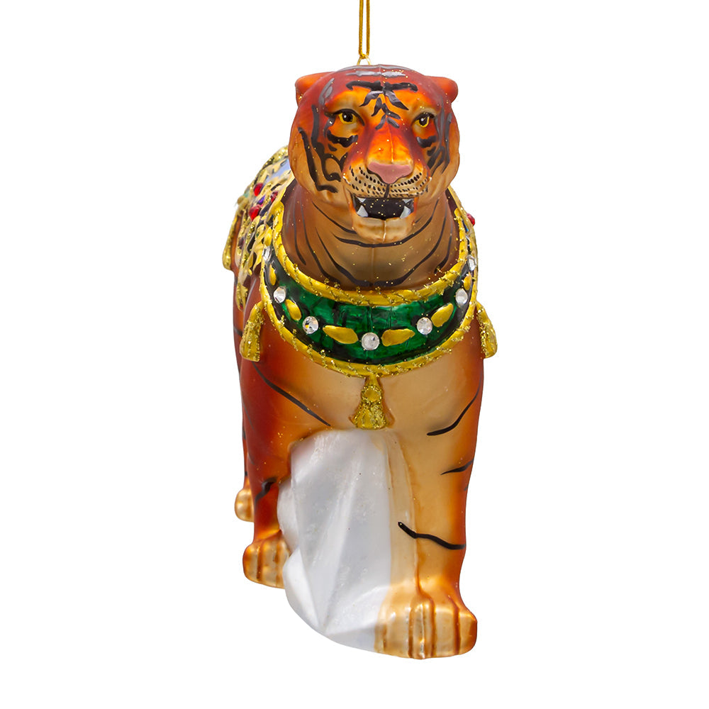 Bellissimo Tiger Glass Ornament 6.5"